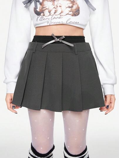 Kawaii Gonna mini plissettata donna/ragazza in stile preppy Y2K, a 2 in 1, con motivo a fulmine