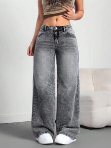 SHEIN Tall 女士牛仔裤 休闲宽松阔腿裤 女式高腰牛仔裤 黑色裤子 低腰牛仔裤 低腰宽松牛仔裤 女式下装 女式高腰裤子 特价