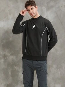 Manfinity Sport Corelite 简约时尚休闲运动卫衣，适合日常穿着 - 黑色 - 查看 1