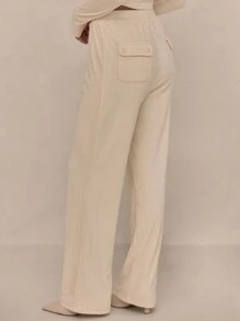 MUSERA Low Waist Velour Wide Leg Trousers Vacation Spring Summer Sexy