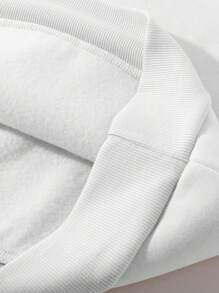 Manfinity Homme 2 件男士字母印花套头连帽衫和长裤套装，简约风格 - 白色 - 查看 8