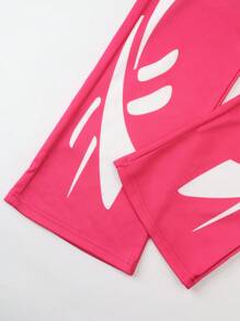 Manfinity EMRG Men's Autumn Letter Print Long Sleeve Zip-Up Hooded Sweatshirt And Sweatpants Casual Suit - Pink - View 6