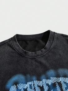 Manfinity VCAY Men's Loose Knit Short Sleeve T-Shirt With Snow Effect Print