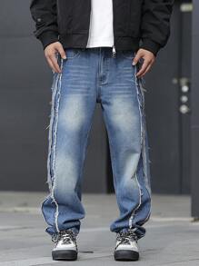 Manfinity Homme Men's Simple Casual Denim Jeans, Everyday Wear - Blue - View 8