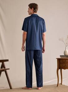 EverLounge 男士小马图案印花短袖睡衣套装 - 藍色 - 查看 2