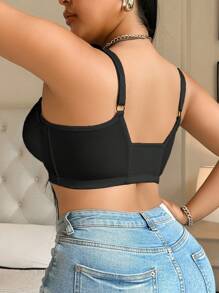 1 pièce soutien-gorge grande taille à armatures avec fermeture frontale - Noir - Voir 3