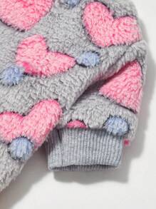 PETSIN 1 件通用宠物法兰绒衬衫，粉色爱心印花，保暖圆领，不含