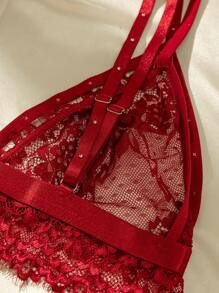 Women Solid Lace Splice Simple Casual Sexy Lingerie Set