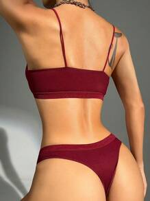 Bộ đồ lót Bra & Quần lót Yoga Letter Patched chi tiết - Màu Đỏ Sâu - Xem 2