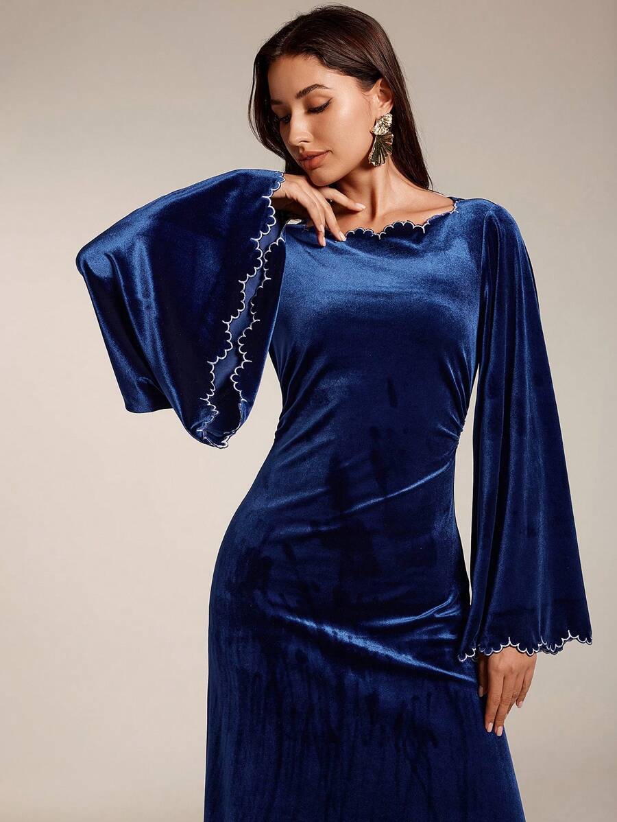 Modelyn 女士优雅喇叭袖连衣裙，秋冬