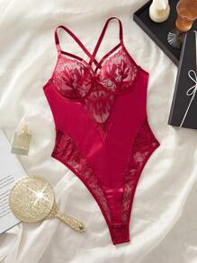 Lace Patchwork Sexy Seamless Jumpsuit With Underwire