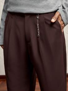 AKNOTIC Business Casual Quần ống đứng dài, lưng vừa, dệt kim cho nam, thời trang mặc hàng ngày - Rỉ Nâu - Xem 2