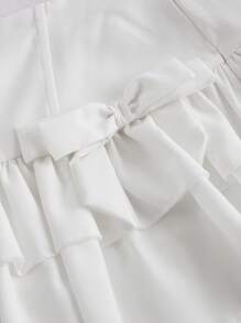 SHEIN MOD White Layered Skirt With Bow, Elegant Skirt, Party Skirt, Going Out Skirt,New Years Eve Outfit,Festival Outfits