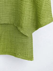 Plus Size Solid Color Round Neck Casual Long Sleeve Shirt