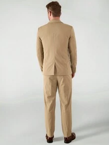 Manfinity VCAY Men's Woven Casual Suit Two Pieces Set - Khaki - View 3
