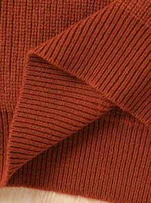 SHEIN Groene coltrui voor meisjes, losse pullover, mode voor woon-werkverkeer, elegante tienermeisjes, dikke gebreide splittrui met lange mouwen