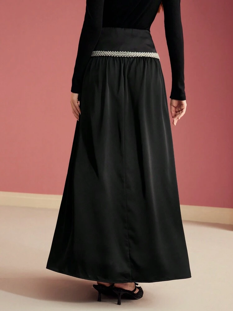 FAUX PEARL DRAPED SKIRT