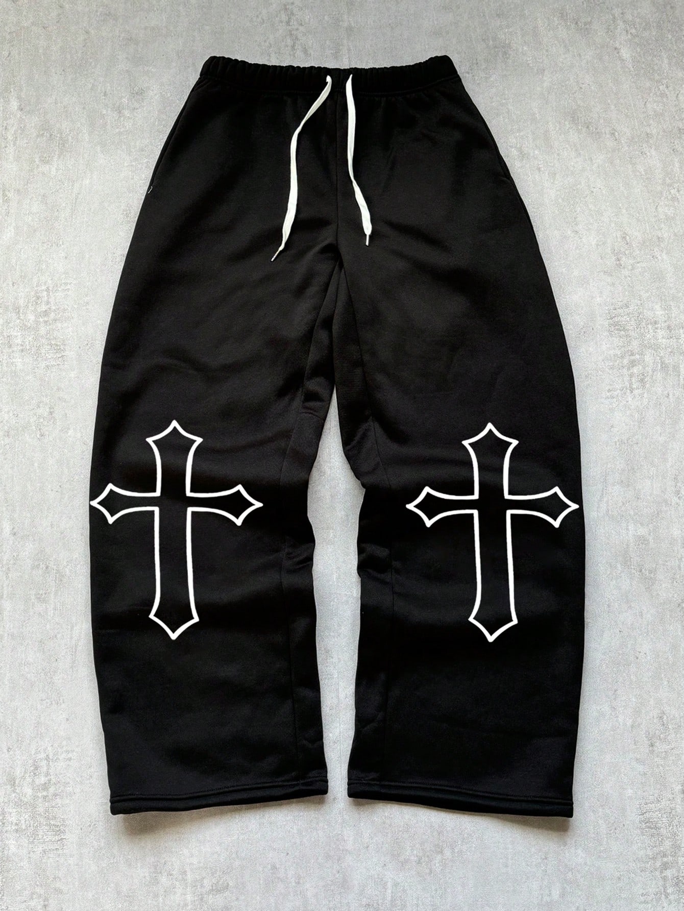 Men's Cross Print Drawstring Casual Sweatpants, Versatile