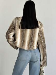 SHEIN Privé Women's Fashion Ombre Fluffy Coat, Suitable For Winter - Multicolor - View 6