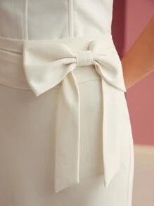 MOTF PREMIUM BIAS CUT BOW DECOR SKIRT - Apricot - View 3