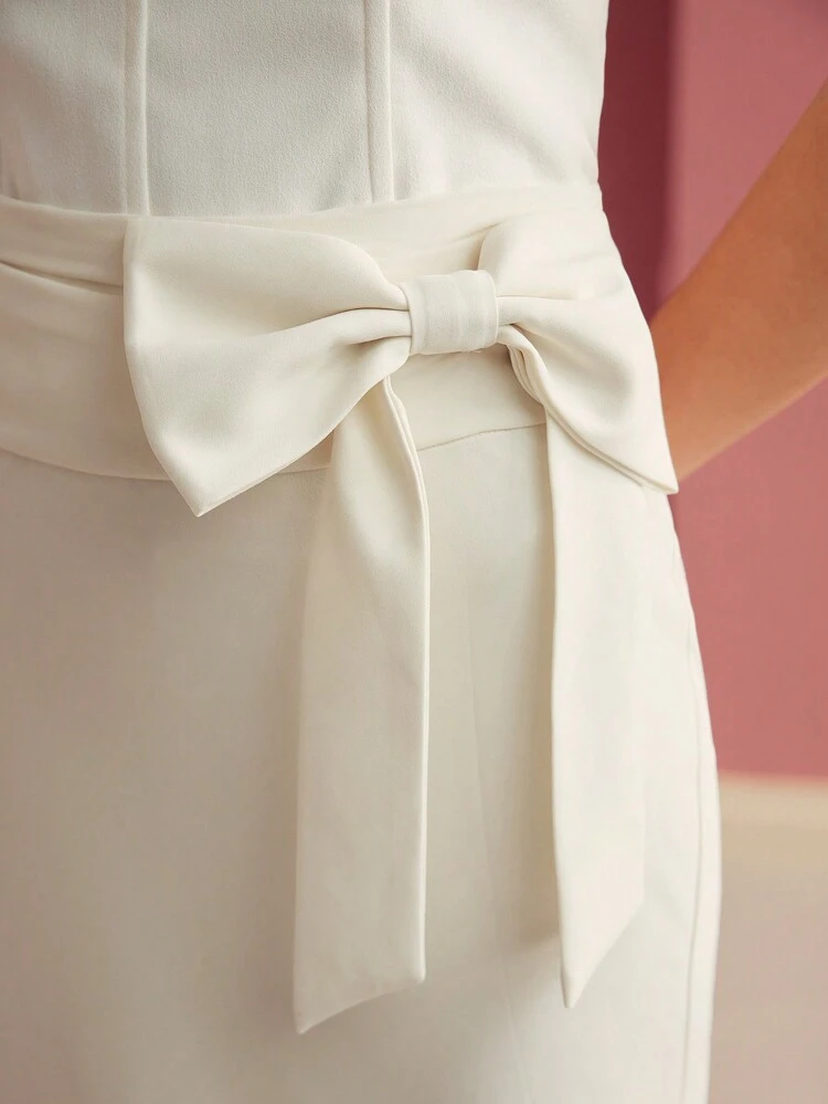 BIAS CUT BOW DECOR SKIRT