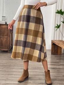 EMERY ROSE Women's Winter Plaid Elegant Skirt - Multicolor - View 3