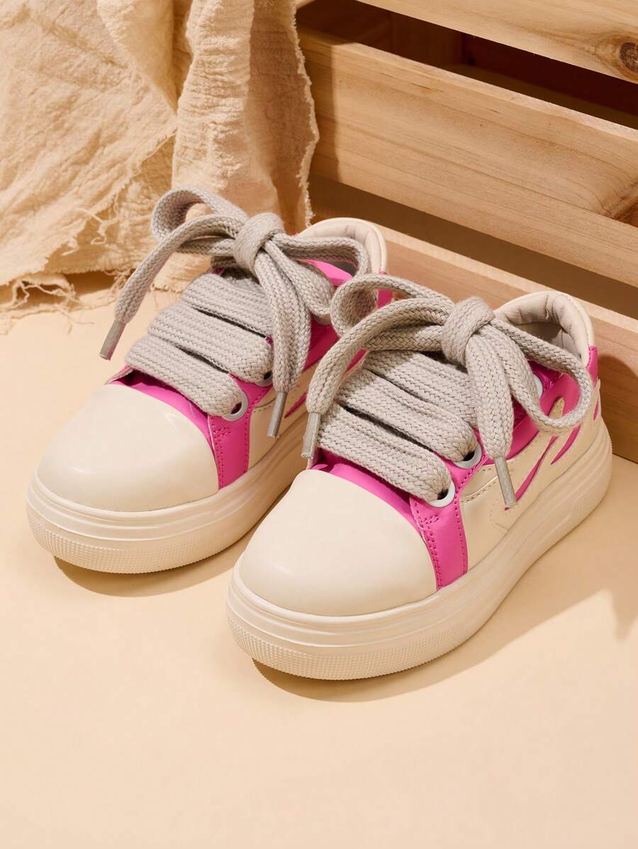 男童舒适时尚休闲轻便校园运动鞋，夏季和秋季 - 粉色 - 查看 1