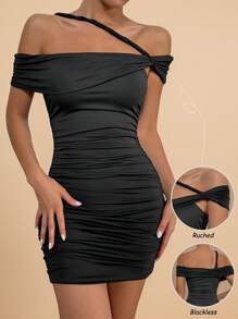 Allurite Off-Shoulder Bodycon Short Dress