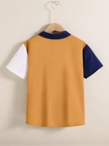 Boys Casual Patchwork Color Block Short Sleeve Shirt - Multicolor - View 6