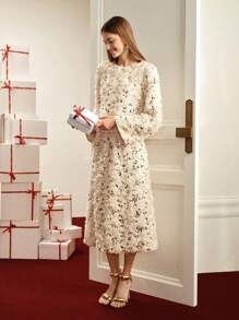 MOTF STUDIO SEQUINS FUZZY A LINE SKIRT, NEW YEAR - Apricot - View 10