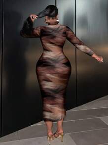 Slaydiva Women Casual Tight Long Sleeve Mid-Length Dress, Suitable For Summer - Multicolor - View 2