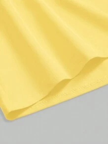 INAWLY Áo ống màu trơn thường ngày mùa hè cho nữ - Màu vàng - Xem 5