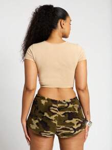 SUMWON WOMEN Shorts de camuflaje tipo Borg