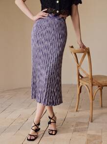 MOTF PREMIUM 空间染色斜裁毛衣裙 - 紫色 - 查看 8