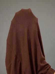 EMERY ROSE Plus Size Solid Color Elastic Waist Pocket Simple Casual Long Pants, Everyday Wear, Winter Pants