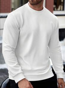 Manfinity Homme Sudadera casual de talla grande para hombre, de unicolor, para primavera