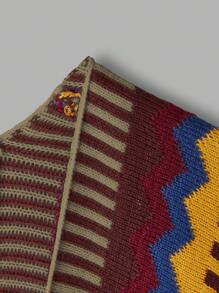 Flirla Cárdigan de talla grande con volantes en estilo bohemio - Camel - Ver 4