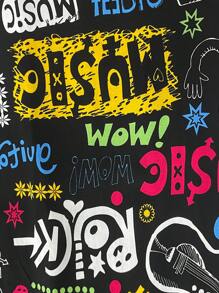 SHEIN Unity 字母和图案印花锥形裤 - 彩色 - 查看 4