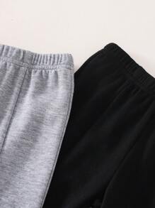 2 piezas Pantalones acampanados con dobladillo tejido y contraste de color, estilo casual y lindo para bebé niña, adecuado para primavera y otoño - Multicolor - Ver 5