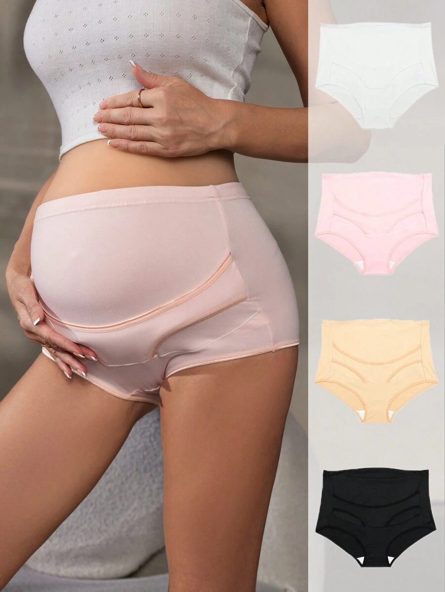 Moonlight&Mama 4 件套孕妇内衣，简约舒适，腹部支撑设计，高支撑，孕妇 - 彩色 - 查看 1