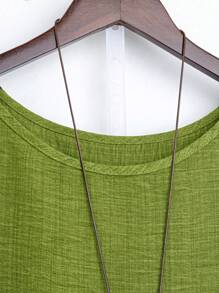 Plus Size Solid Color Round Neck Casual Long Sleeve Shirt