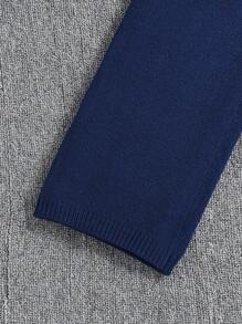 Sparklyn Tween Girls' Solid V-Neck Front Button Cardigan And Pants Knitted Sweater Set - Royal Blue - View 3