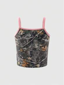 Canottiera casual con bordino a contrasto per ragazze pre-adolescenti, indumento per uso quotidiano - Multicolore - Visualizzare 2