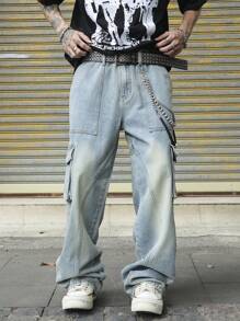 Manfinity EMRG Eenvoudige pocket denim jeans voor heren, casual dagelijkse kleding