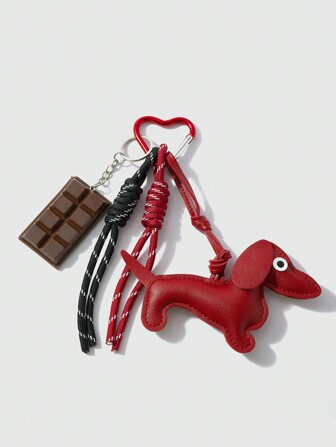 Goth 1 pieza Accesorio colgante de estilo callejero en forma de barra de chocolate de Dachshund, lindo