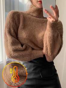 DAZY Women's Furry Turtleneck Warm Sweater,Fall Women Clothes - Camel - View 1