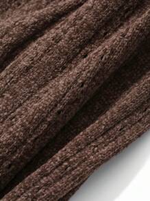 DAZY Women's Solid Round Neck Ribbed Knitted Long Sleeve Elegant Sweater Dress