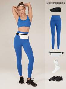 GLOWMODE High Support Mesh Max Convertible Strap Sports Bra Gym Workout Quick Dry Moisture Wicking - Blue - View 9