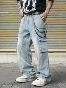 Manfinity EMRG Eenvoudige pocket denim jeans voor heren, casual dagelijkse kleding