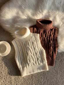 Comfortcana Women's Simple Cable Knit Turtleneck Sweater, Autumn/Winter - Multicolor - View 6